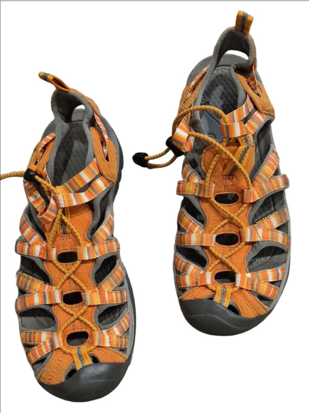 KEEN Whisper Waterproof Hiking Sandals Orange Striped Women's Size 9